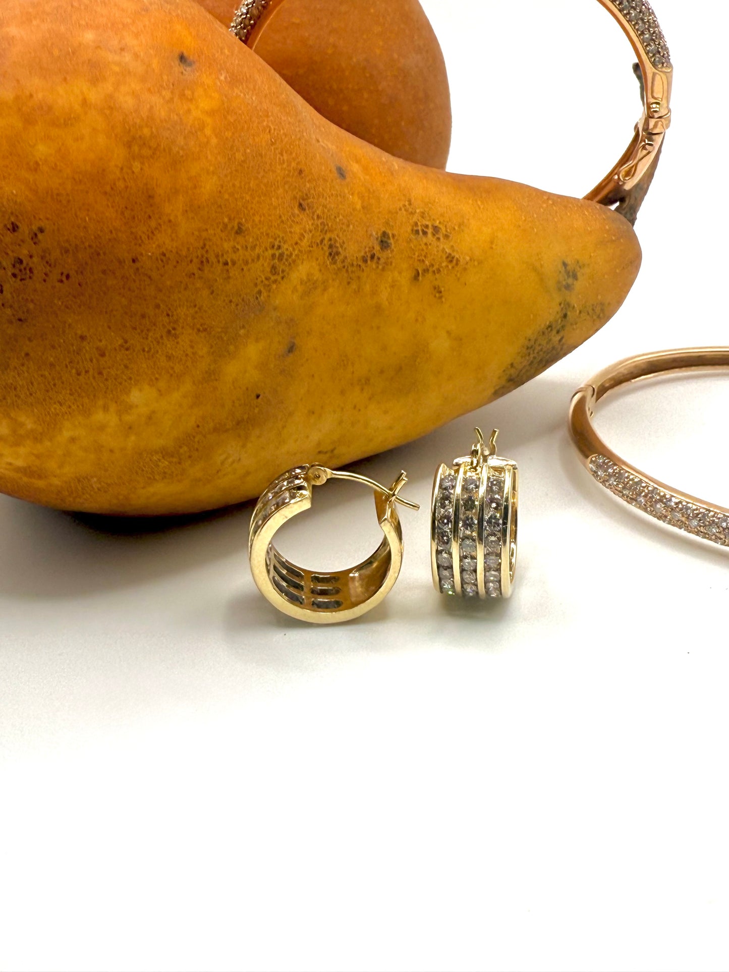 Vintage Channel Set Diamond Hoops
