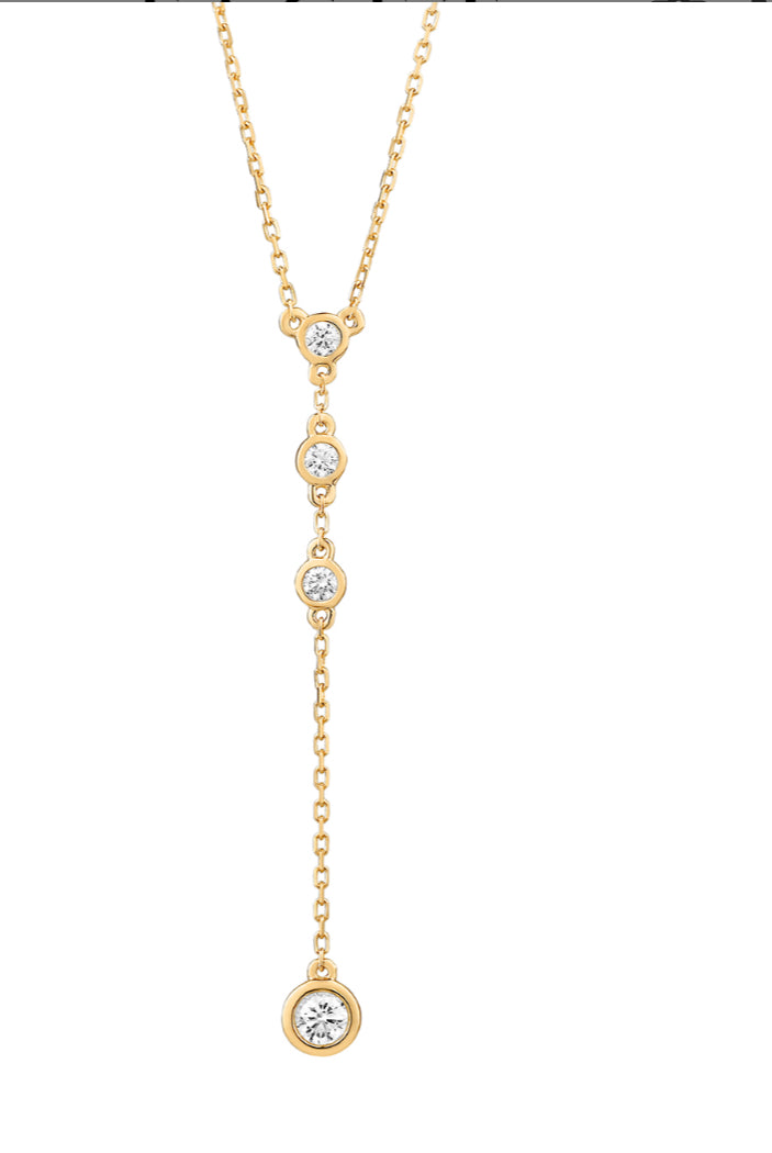 Opera Bezel Set 4 Diamond Necklace