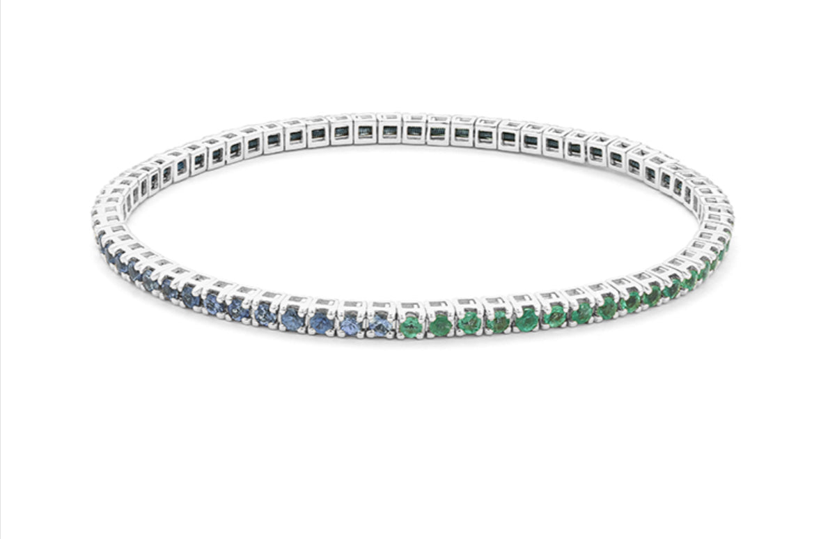 Half Sapphires & Half Emeralds Tennis Bracelet
