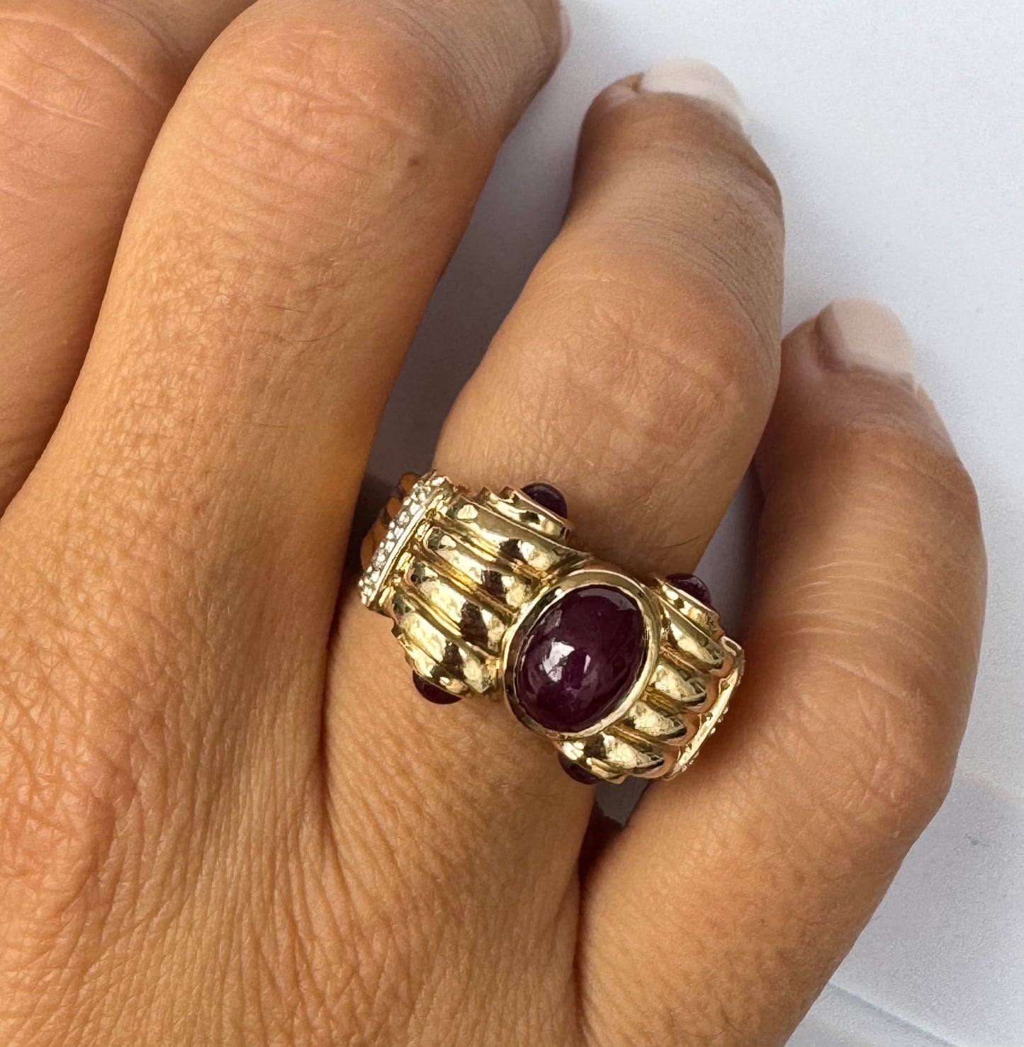 Cabochon Ruby & Diamond Ring
