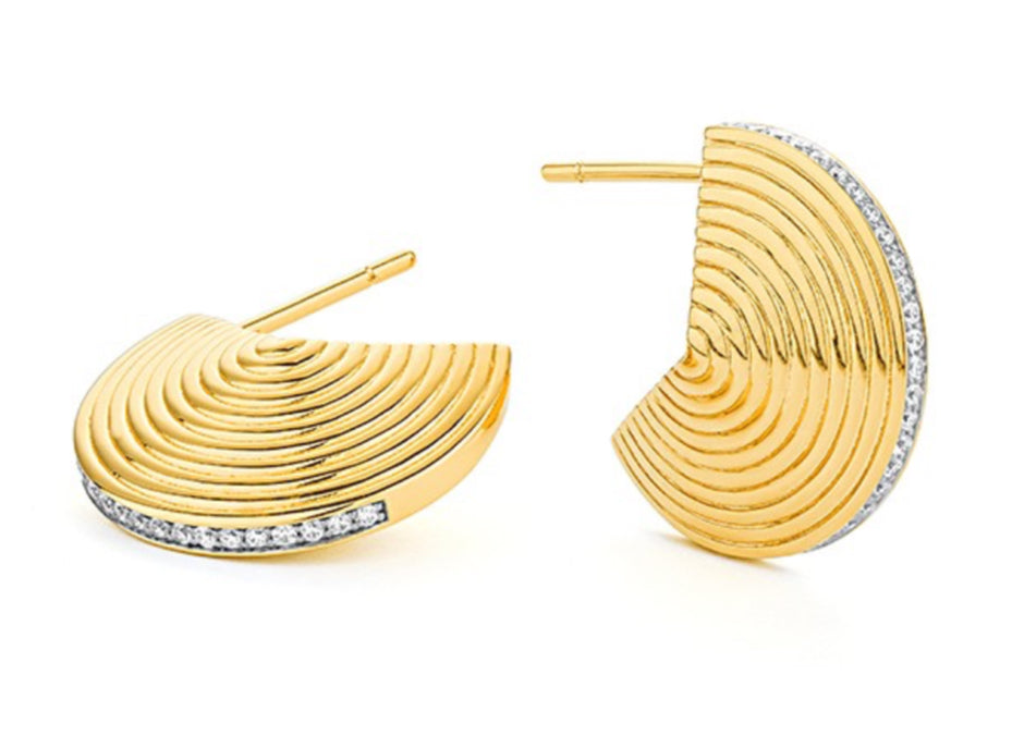 Tapered Disc & Diamond Earrings