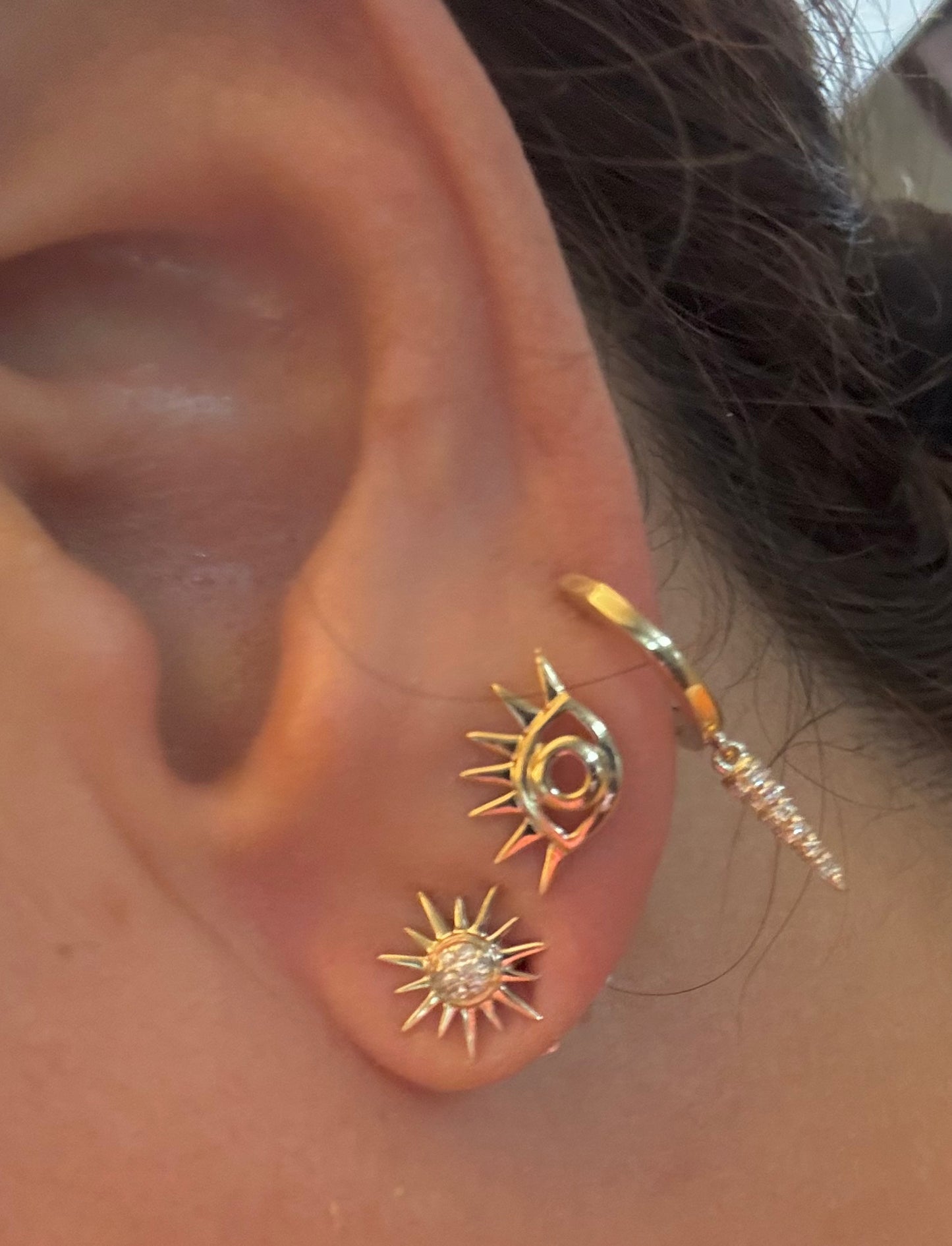 Evil Eye Gold Stud Earrings