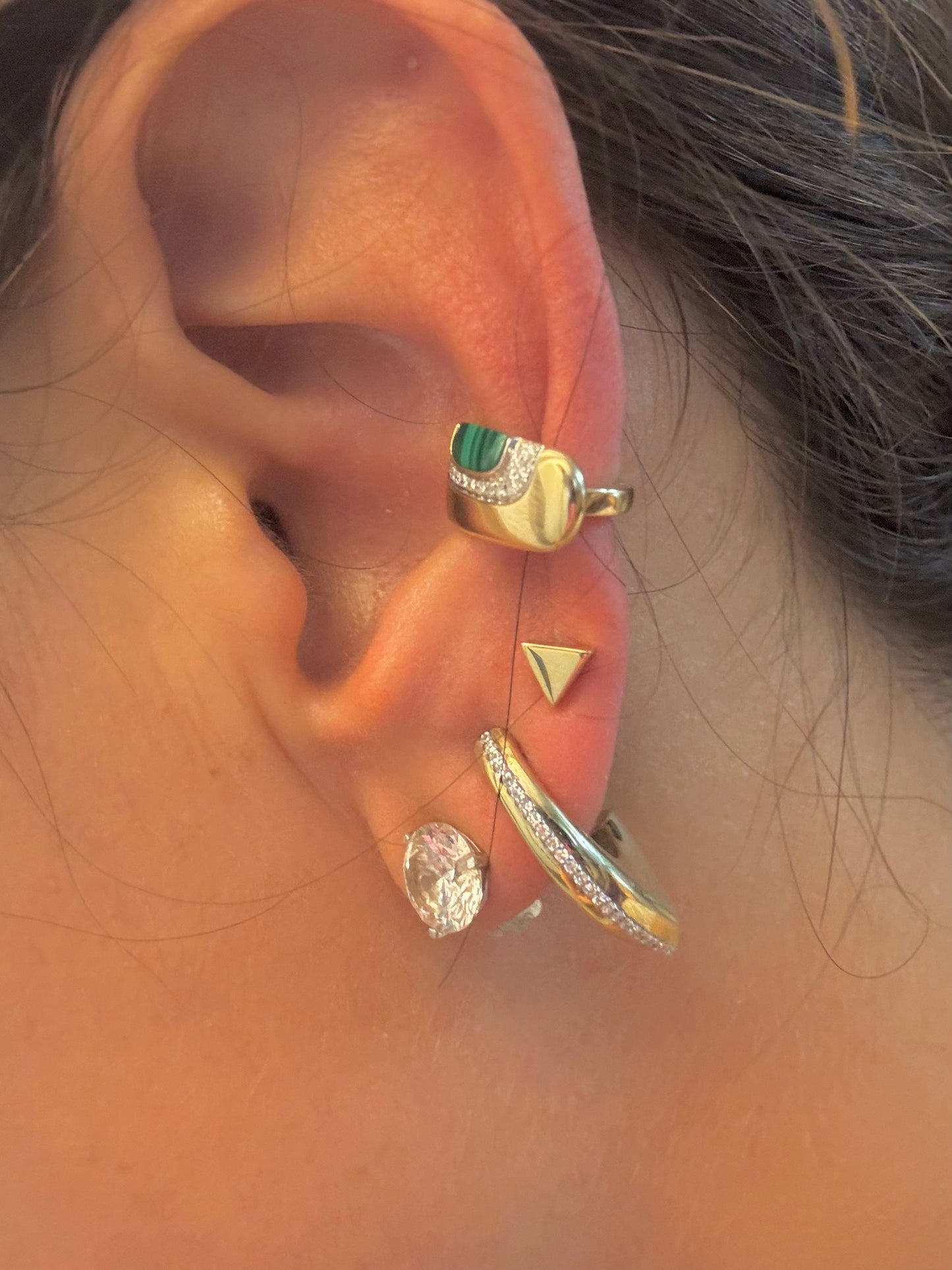 Chunky Gold Triangular Drop Earrings