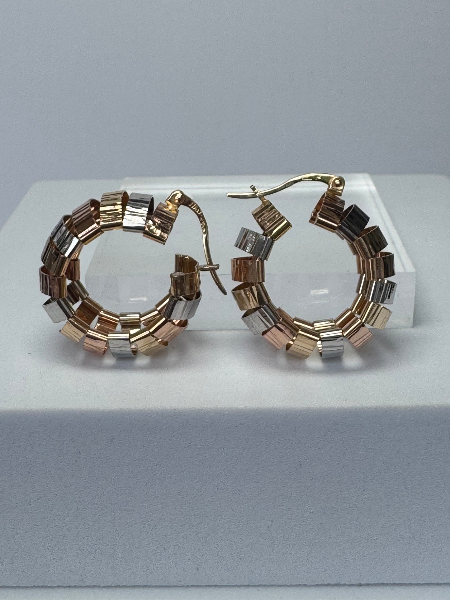 3 Gold Shades Textured Hoops