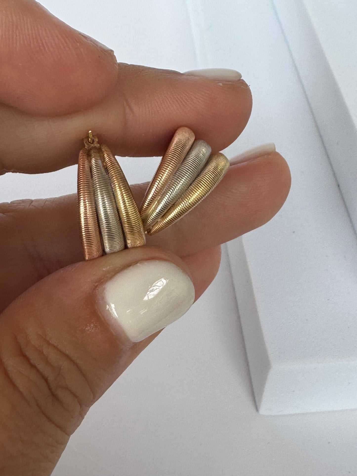 3 Shades of Gold Vintage Hoops