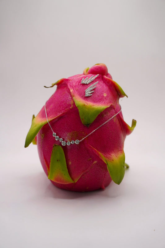 Cloud Bezel Set Diamond Necklace 14k White Gold