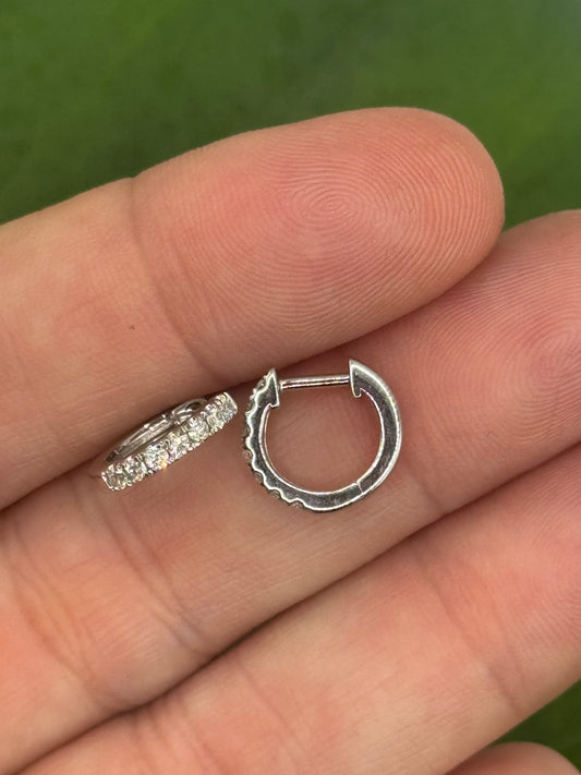 Mini White Gold Huggie Earrings