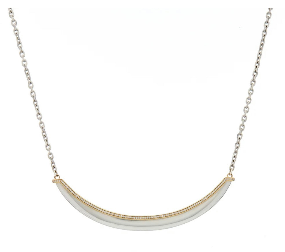 Large Luna Necklace 18k Gold, Silver & Diamonds