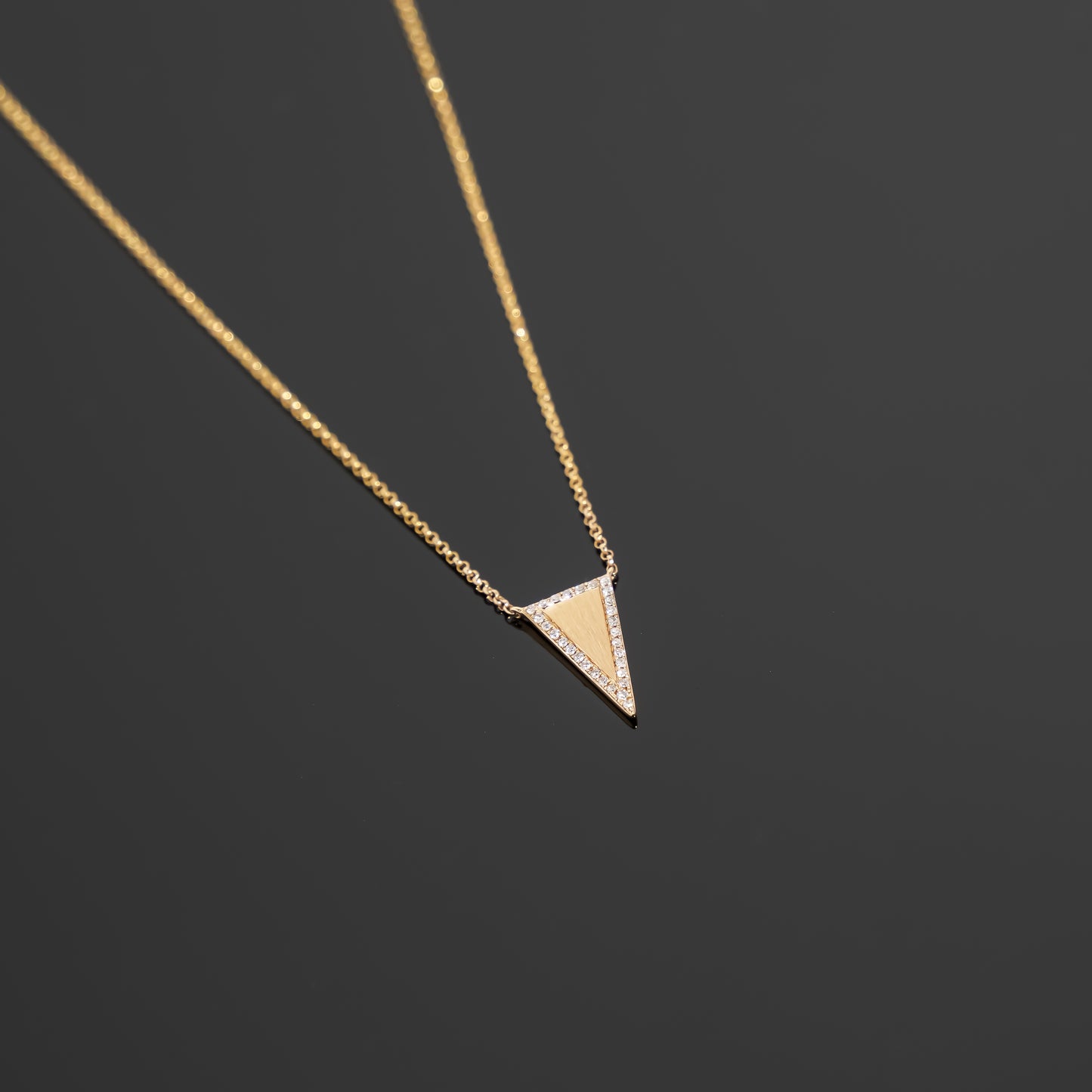 Inverted Triangle Brushed Gold & Diamonds