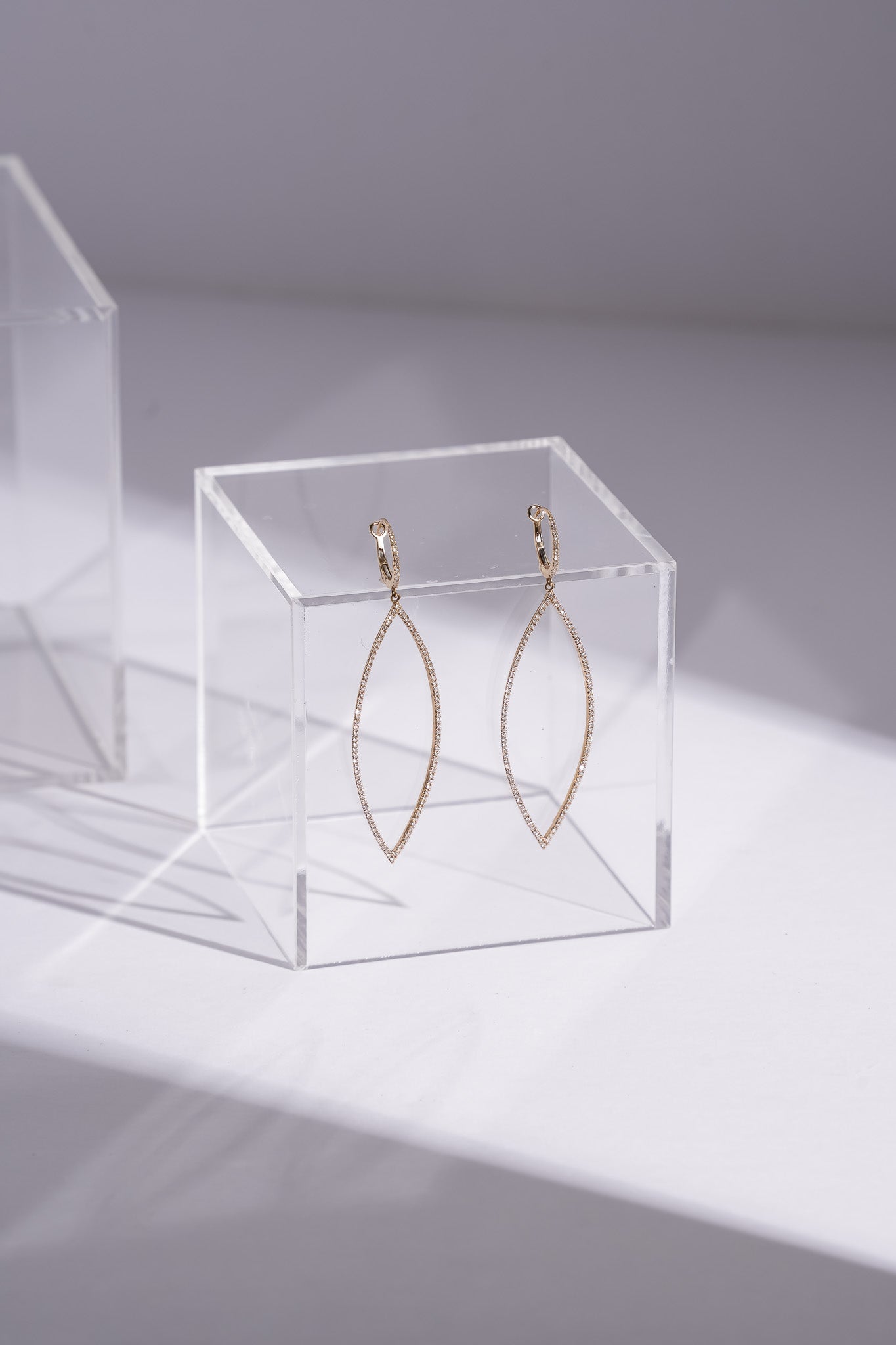 Large Marquis Diamond Earrings Yellow Gold