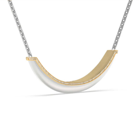 Large Luna Necklace 18k Gold, Silver & Diamonds