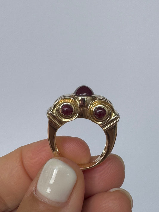 Cabochon Ruby & Diamond Ring