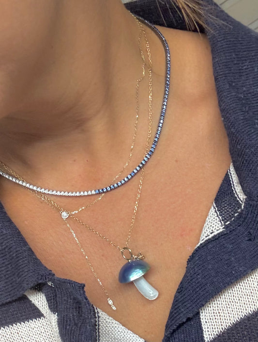 Half Diamond & Half Sapphire Tennis Necklace 3.00cts