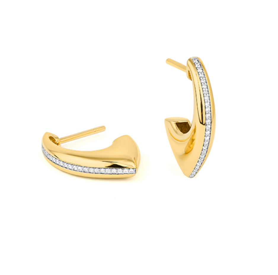 Chunky Gold Triangular Drop Earrings
