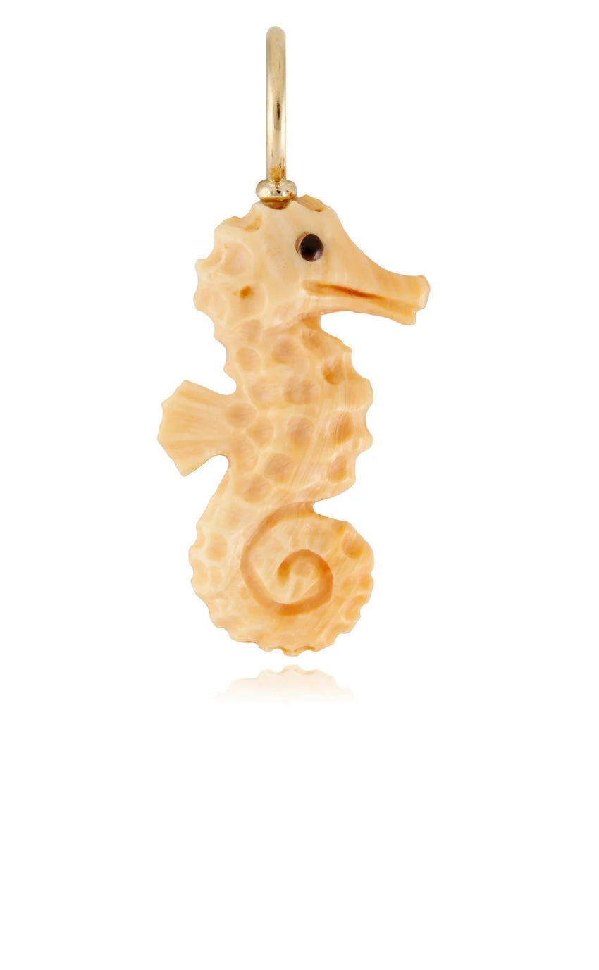 Apricot Conch Seahorse Necklace Charm