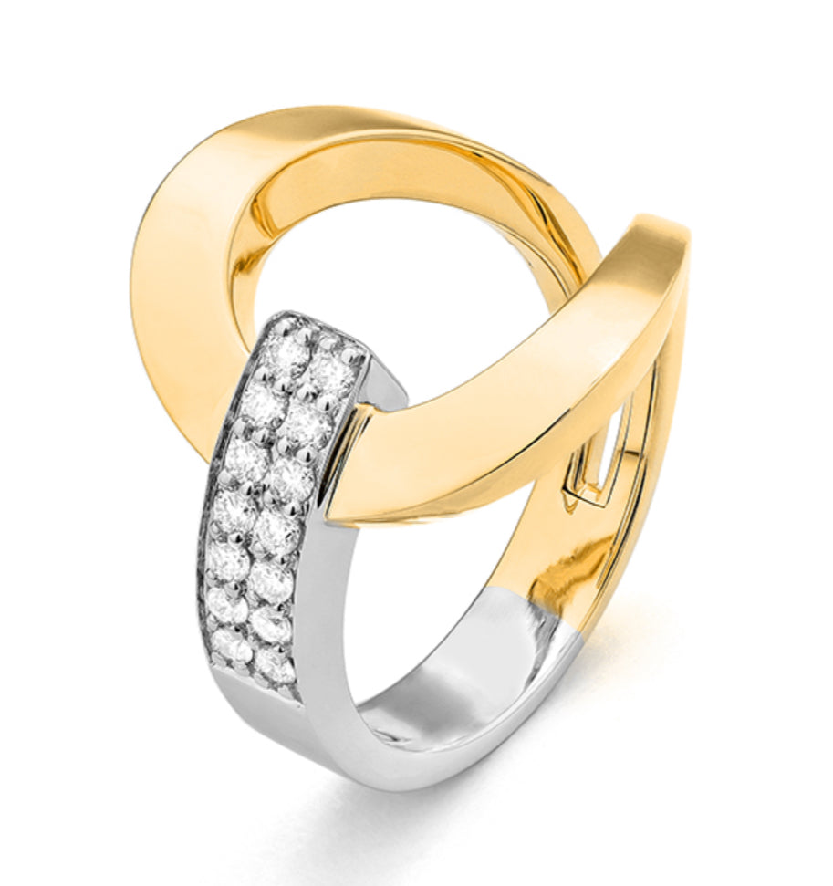 Looped Two Tone Diamond Cocktail Ring