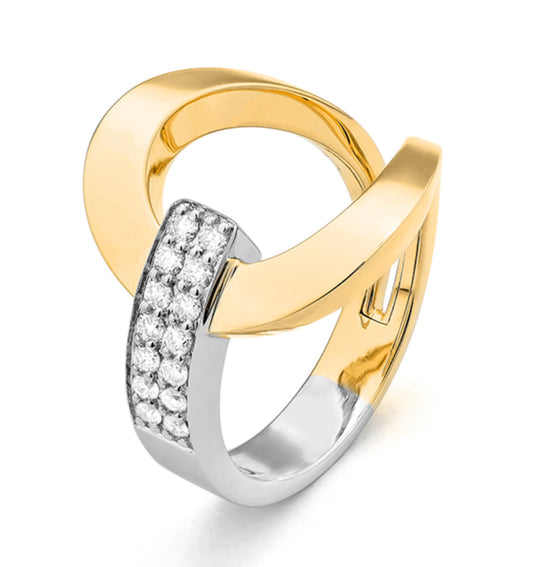 Looped Two Tone Diamond Cocktail Ring
