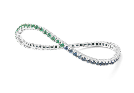 Half Sapphires & Half Emeralds Tennis Bracelet