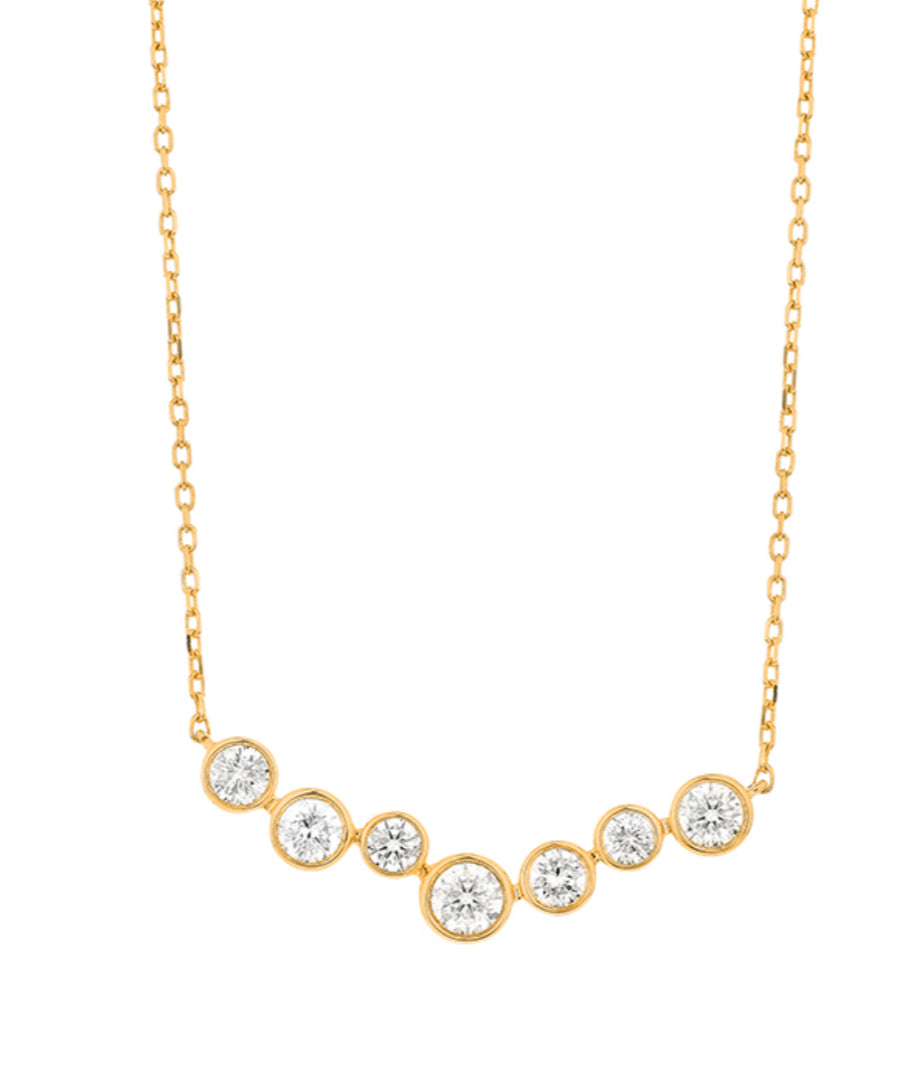 Cloud Bezel Set Diamond Necklace 14k Yellow Gold