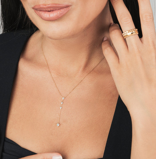 Opera Bezel Set 4 Diamond Necklace