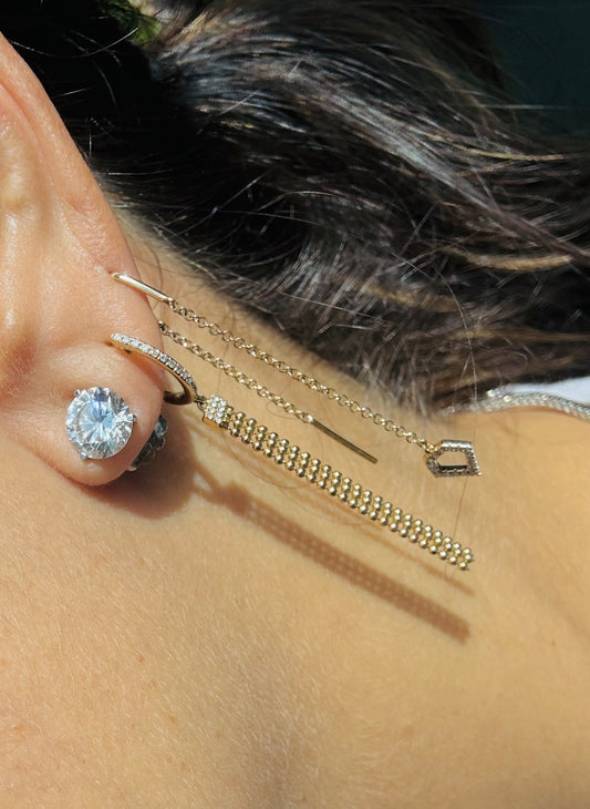 Diamond with Diamonds Threader Earrings