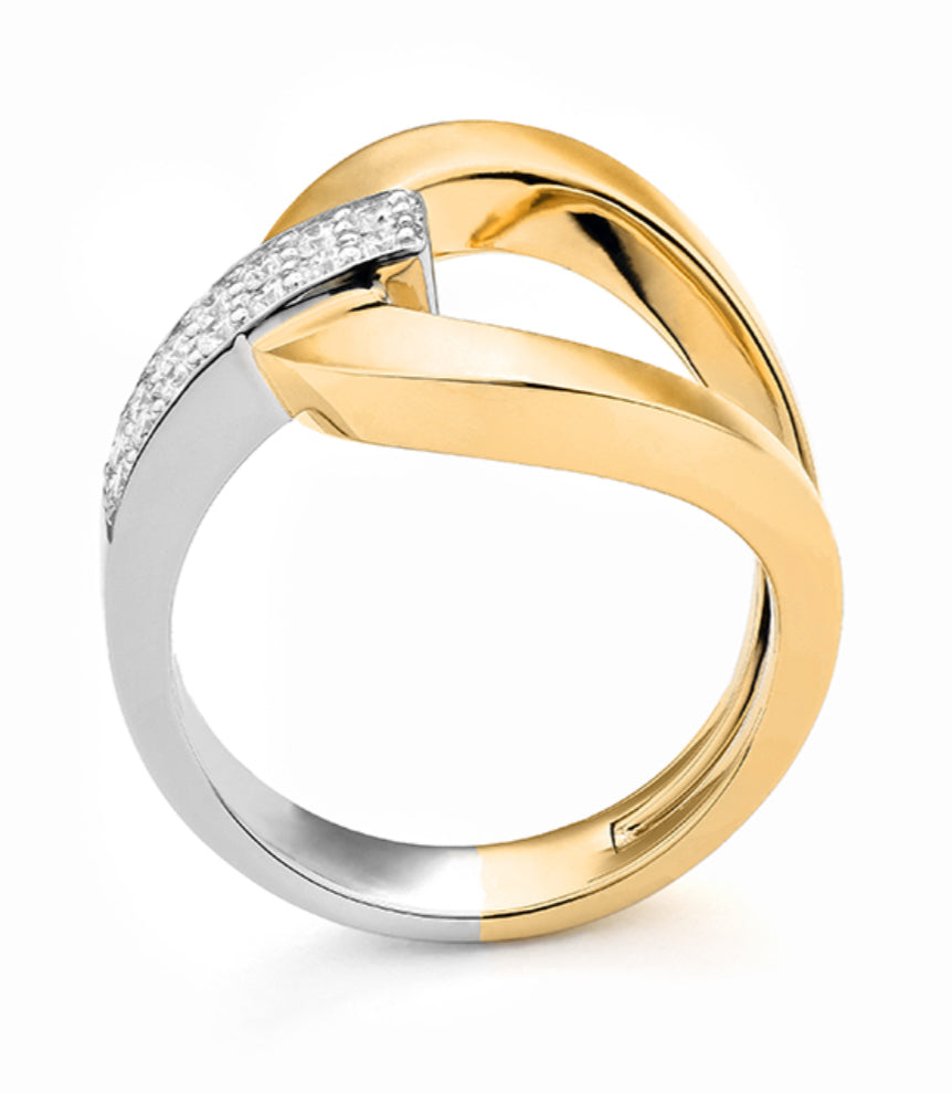 Looped Two Tone Diamond Cocktail Ring