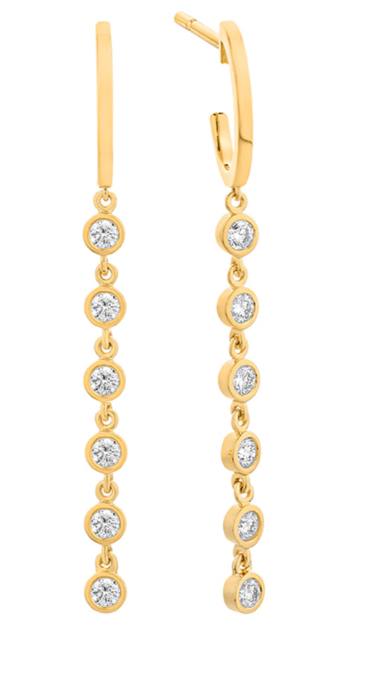 Pierced Hoop Bezel Diamond Earrings