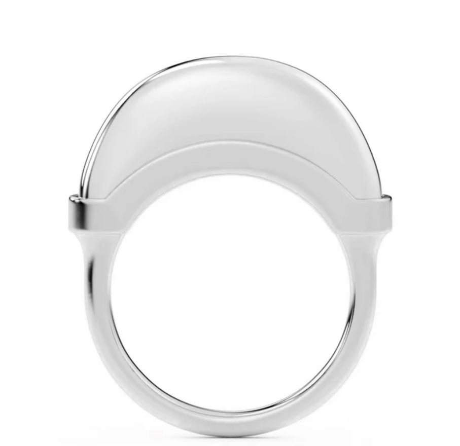 Large Silver Luna Ring - Rhodium Plated Sterling Silver