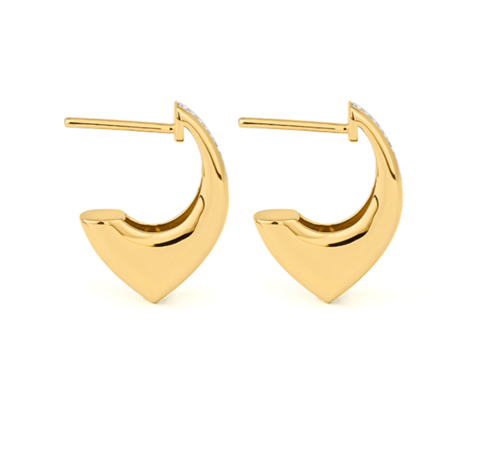 Chunky Gold Triangular Drop Earrings