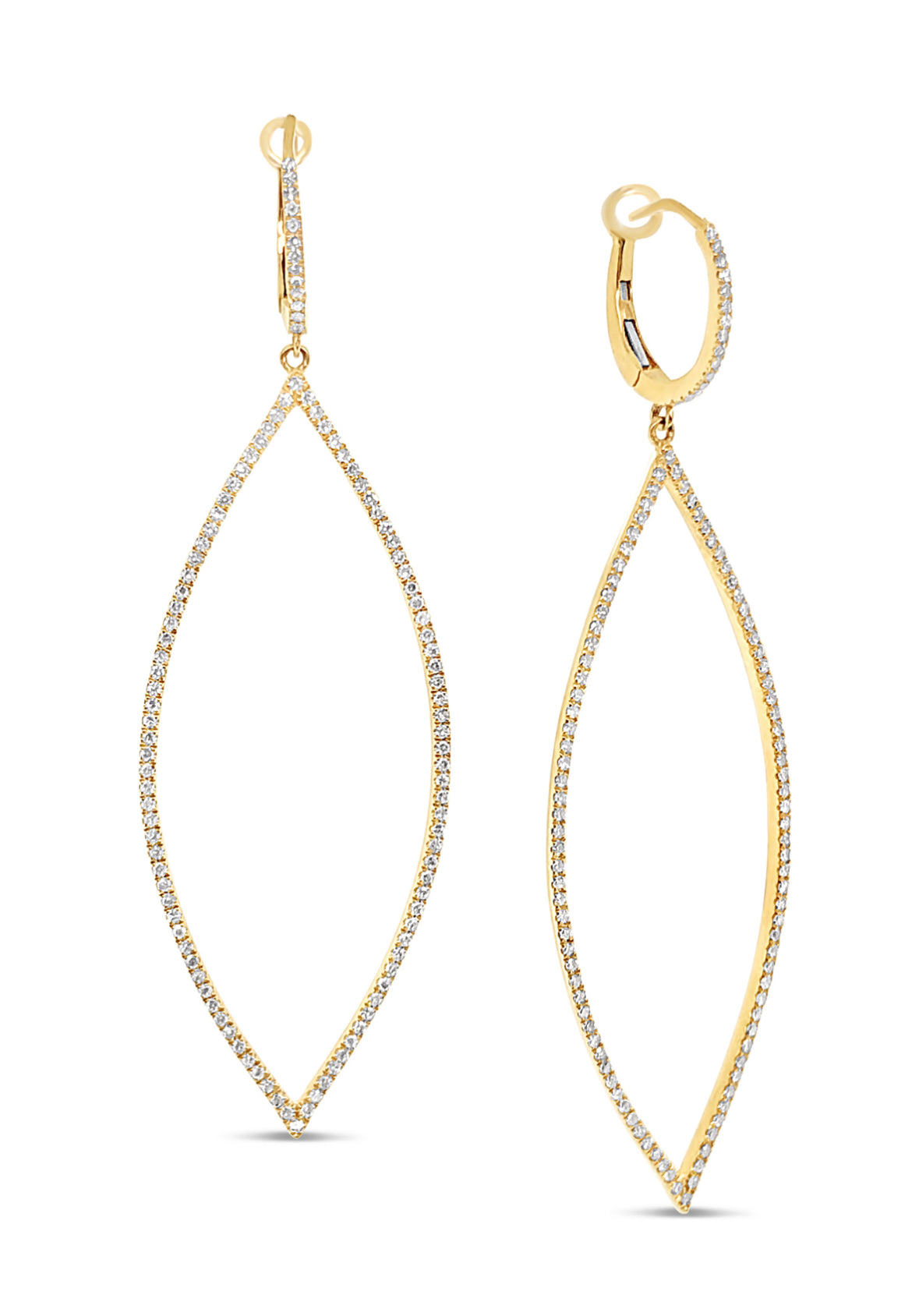 Large Marquis Diamond Earrings Yellow Gold