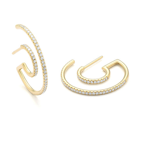 Double Hoops Diamond Earrings