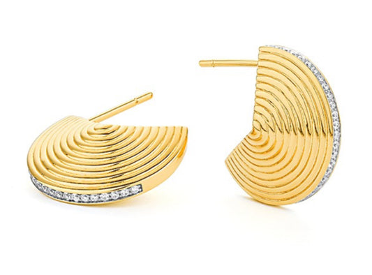 Tapered Disc & Diamond Earrings