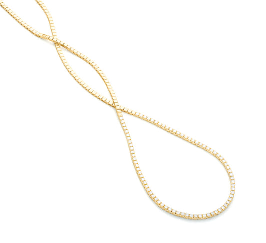 Half & Half Tennis Necklace Yellow Gold 3.00cts 18in.