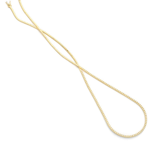 Half & Half Tennis Necklace Yellow Gold 18in.