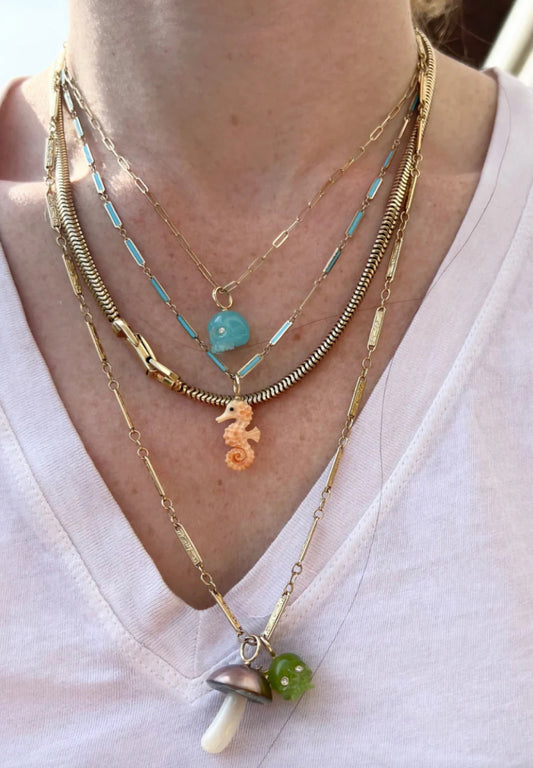 Apricot Conch Seahorse Necklace Charm