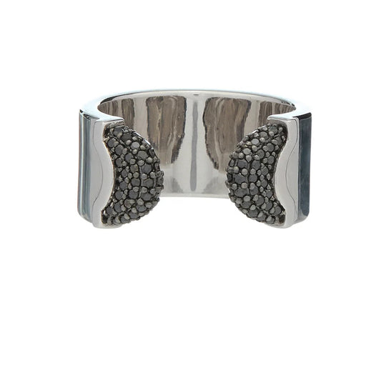 Doppia Luna Black Diamonds & Silver Ring