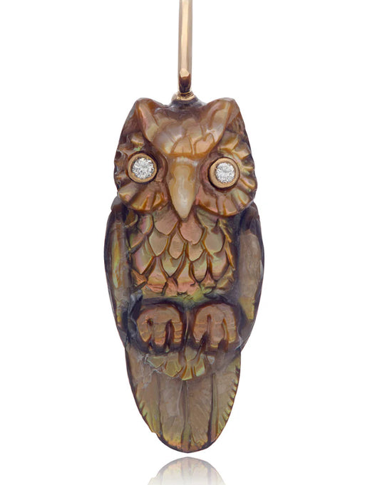 Copperish-Brown Owl Necklace Charm