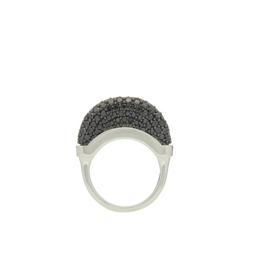 Luna Ring - Silver with Black Diamond Pave