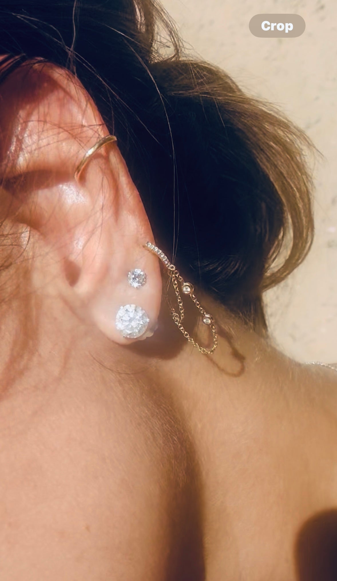 Bezel Chain Diamond Huggies