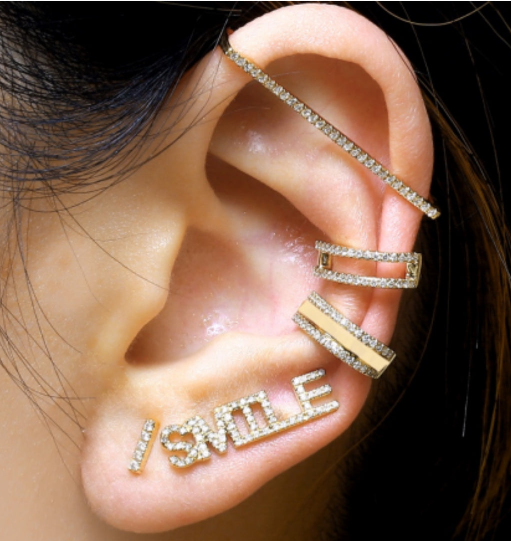 Linear Diamond Top Ear Cuff