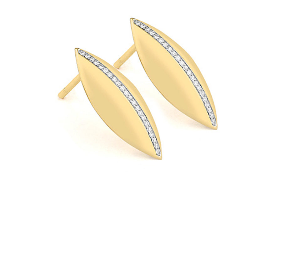 Leaf Line Diamond Earrings