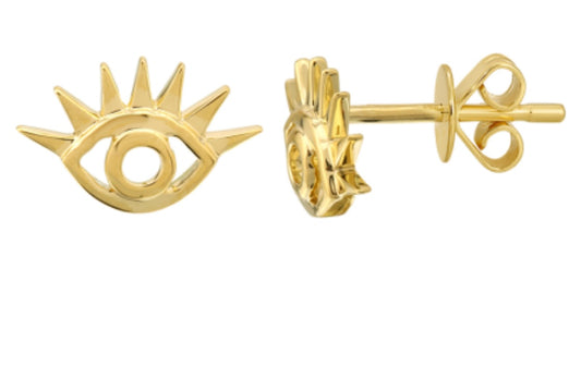 Evil Eye Gold Stud Earrings
