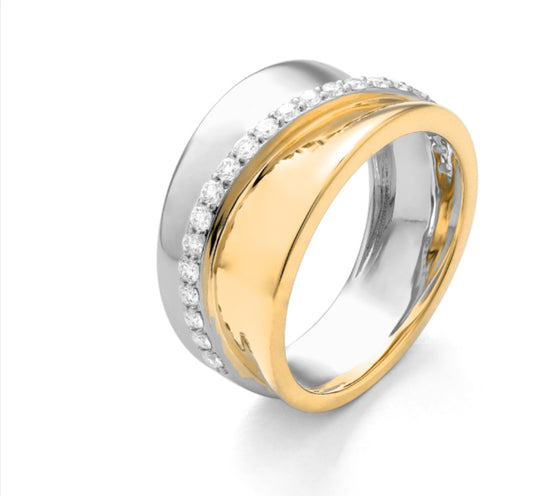 Bold Two tone Diamonds Band