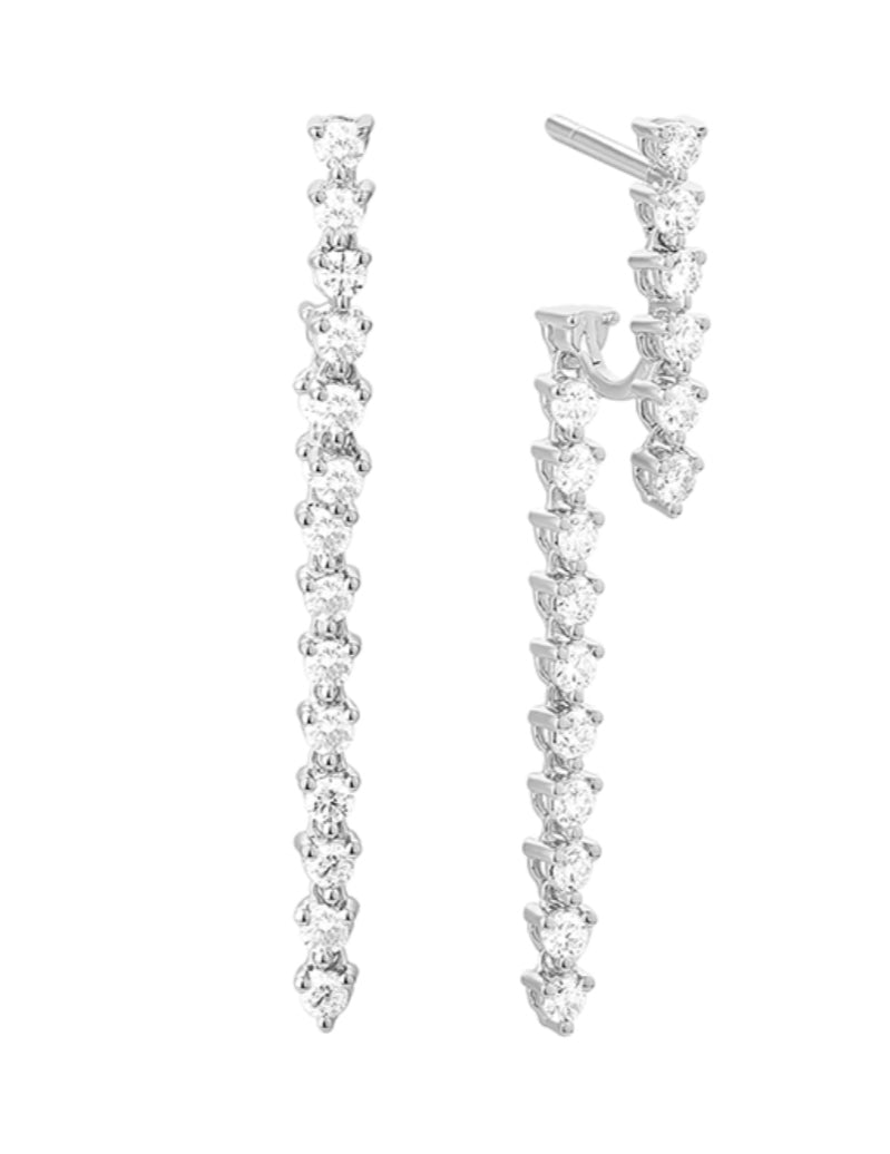 Straight Line Diamond Dangle Earrings