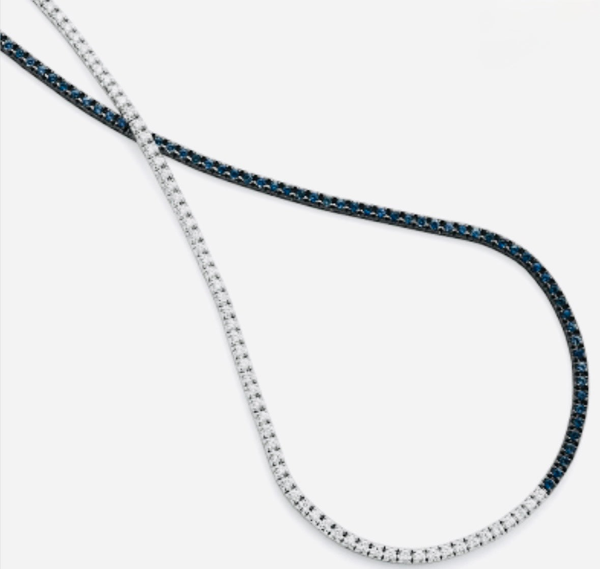 Half Diamond & Half Sapphire Tennis Necklace 3.00cts