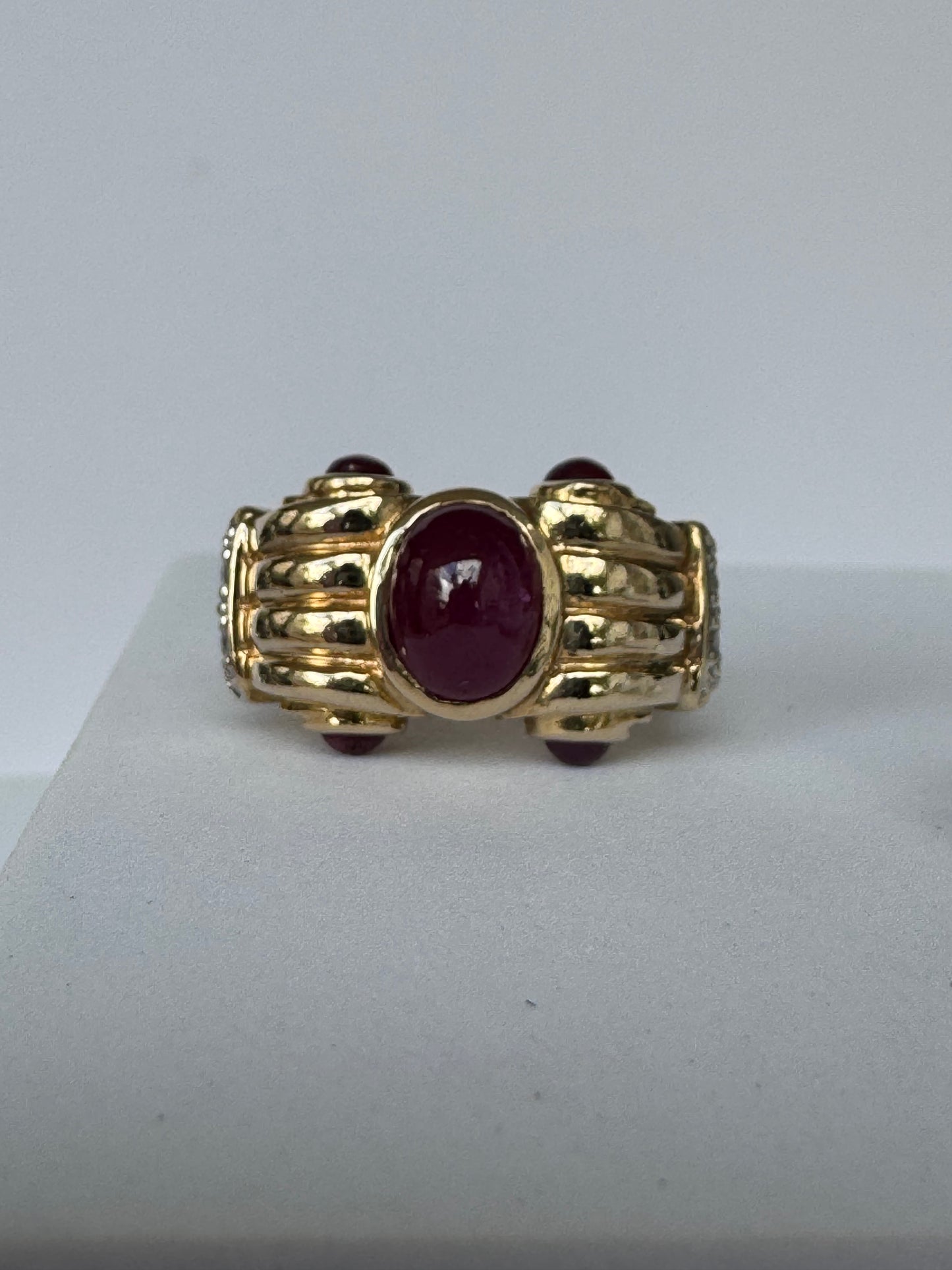 Cabochon Ruby & Diamond Ring