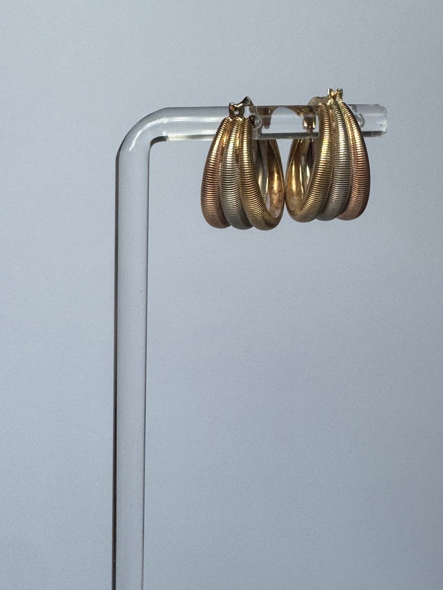 3 Shades of Gold Vintage Hoops